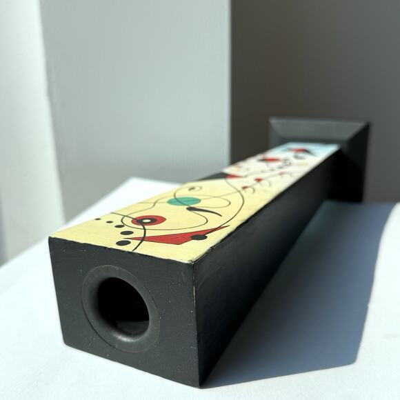Milano Series Wood Taper Candlestick Holder Hand Painted Wassily Kandinsky - Picture 5 of 6